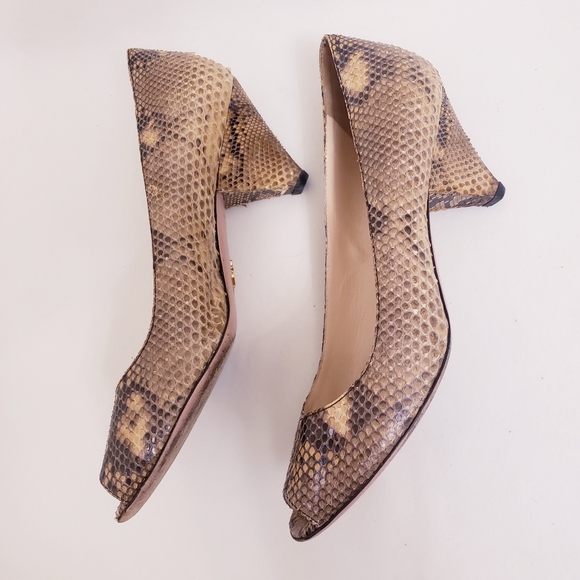 Prada Python Snakeskin Pattern Peeptoe Heels 36.5 - Picture 6 of 12